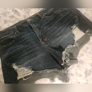 Sofia by Sofia Vergara Dark Blue Distressed Jean Shorts Size 12 Women's